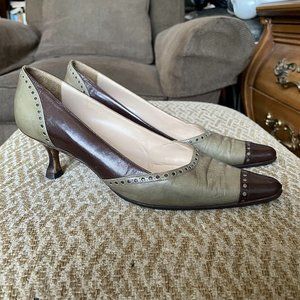 Manolo Blahnik Kitten Heels US 6.5, EU37, Vintage, Brown & Khaki